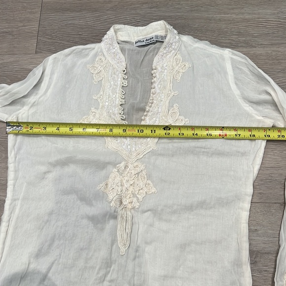 90s JULIET DUNN Moroccan hippy top cotton sequins London Vintage travel white - Picture 16 of 17